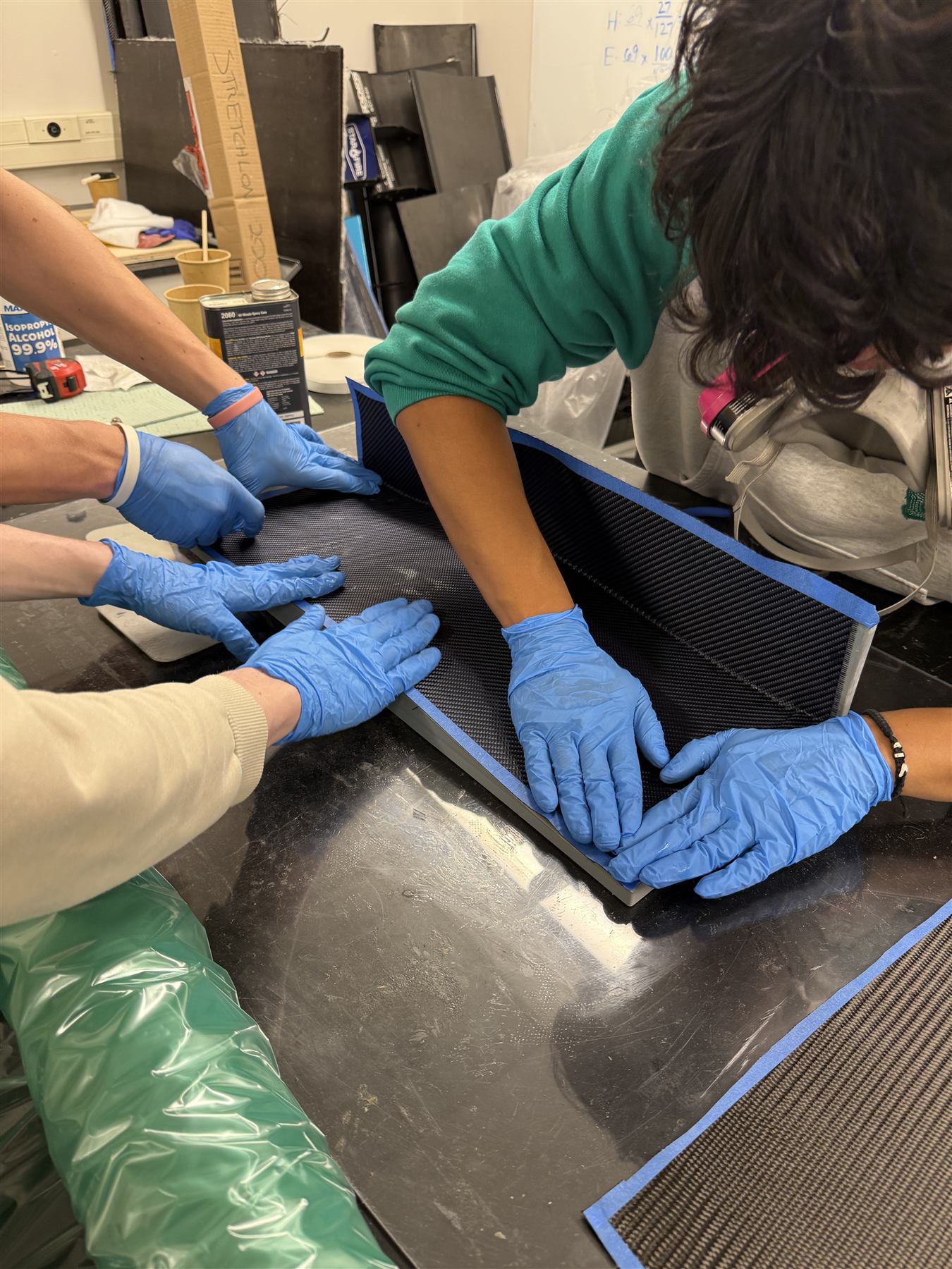 Wet layup of a carbon-fiber panel