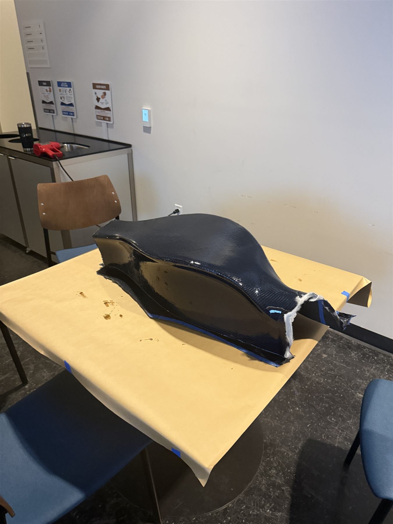 First completed carbon-fiber sidepod, untrimmed