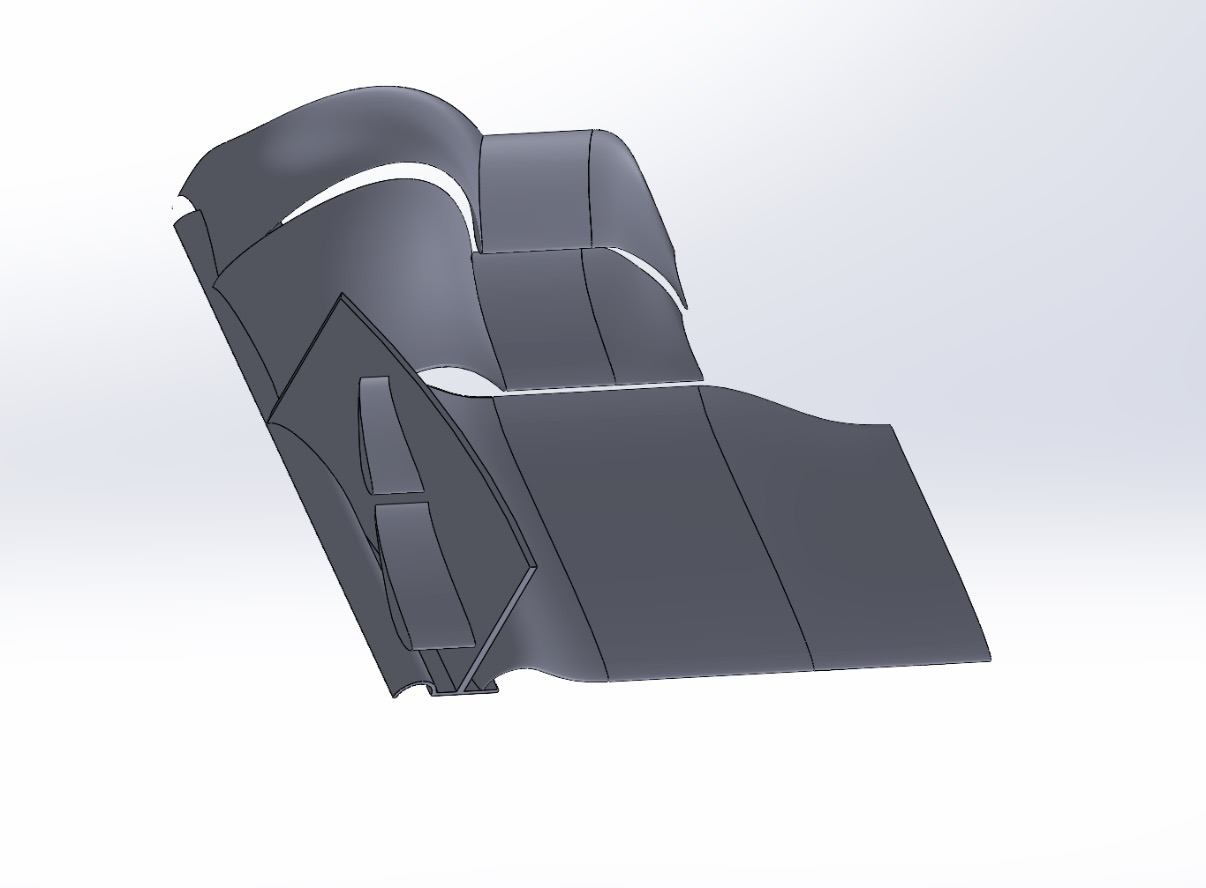 Messy lofted guide curves on an early front wing iteration